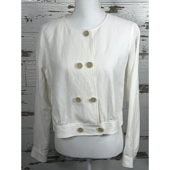 CABI Piazza Linen Blend Jacket Cream Medium #5096 euc - Picture 2 of 7